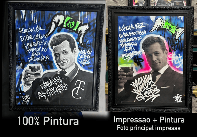 Quadro Print + pintura a Mão 