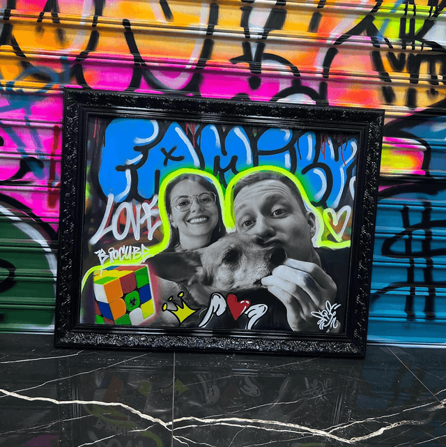 Quadro Print + pintura a Mão 